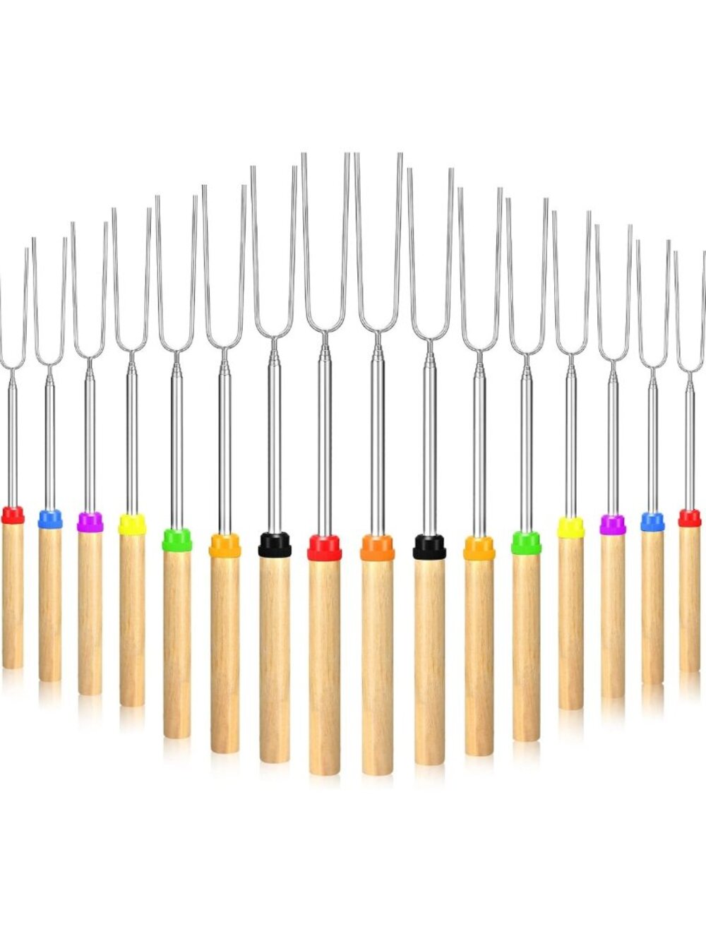 32" Marshmallow Roasting Sticks - 40 Pack, Extendable BBQ Skewers for Campfire
